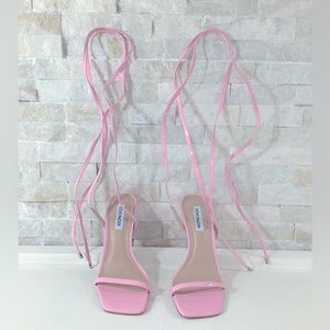 Steve Madden pink strap up heels.